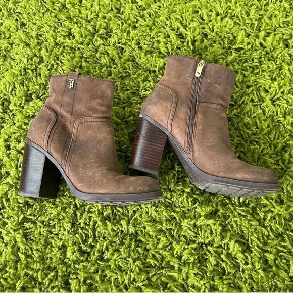 LEATHER TOMMY HILFIGER BOOTS ANKLE 6.5 - Picture 2 of 10